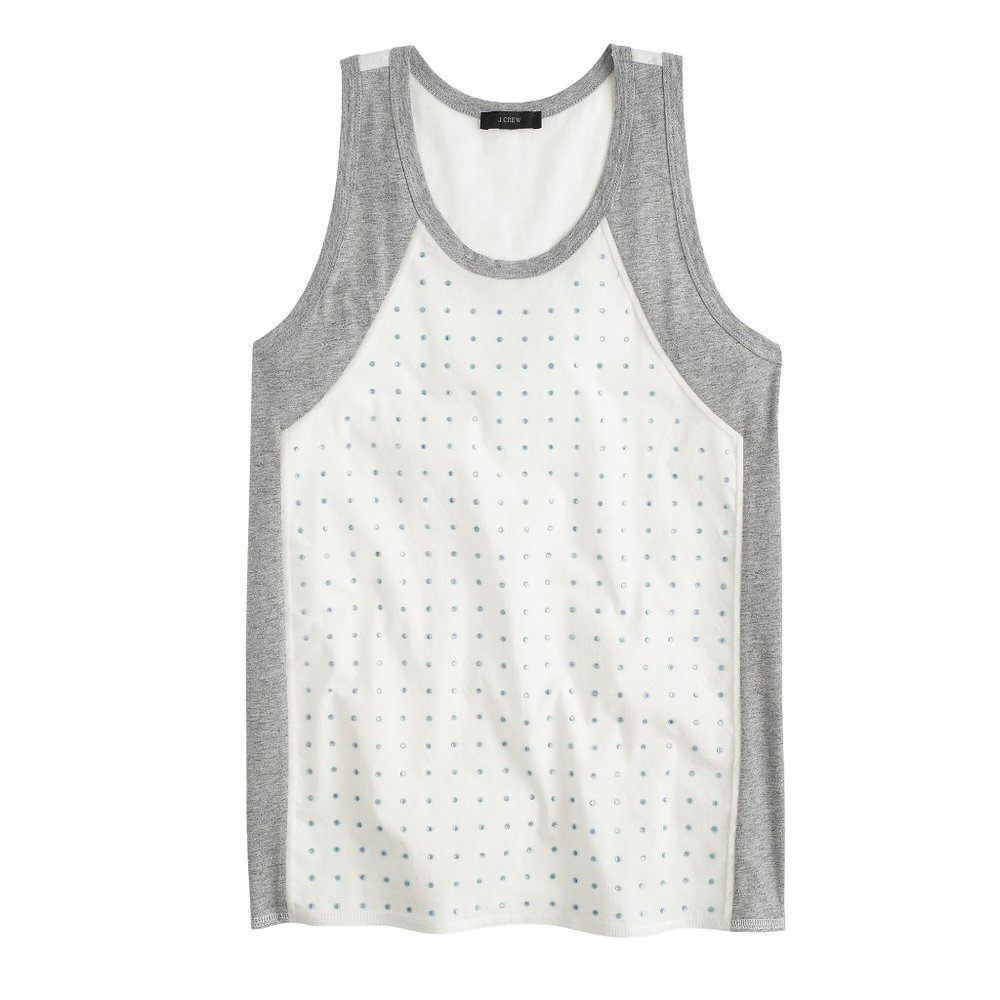 EUC J. Crew Inset Embellished Tank Top Gray XS